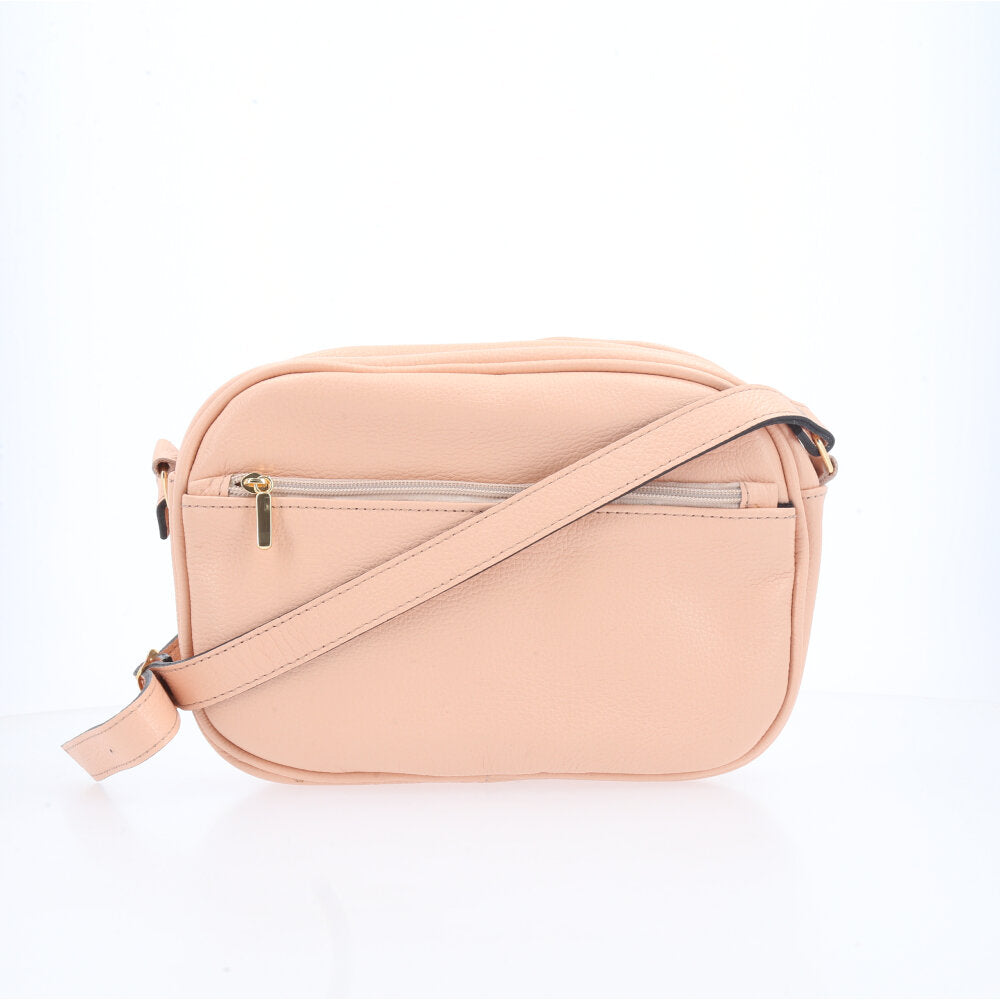 Bolsa Feminina de Couro Tiracolo – Pequena com Textura Matelassê Bege claro