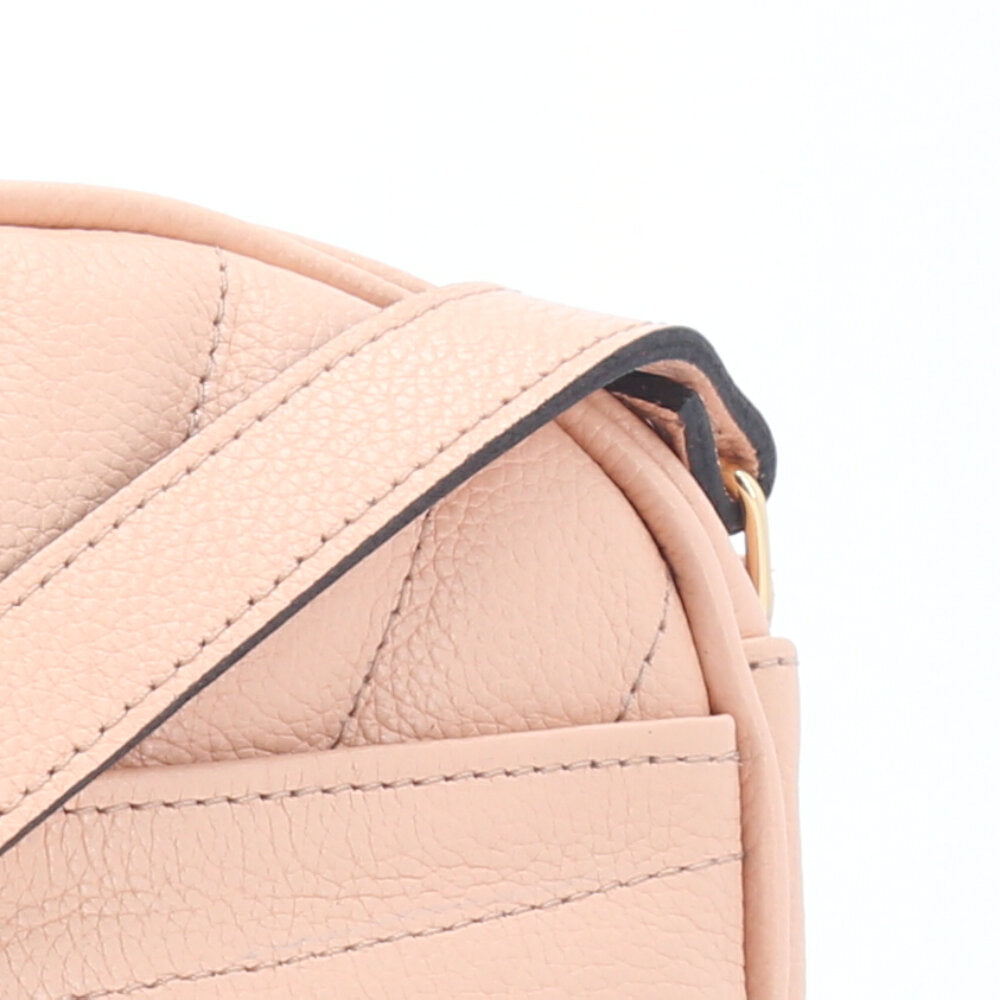 Bolsa Feminina de Couro Tiracolo – Pequena com Textura Matelassê Bege claro