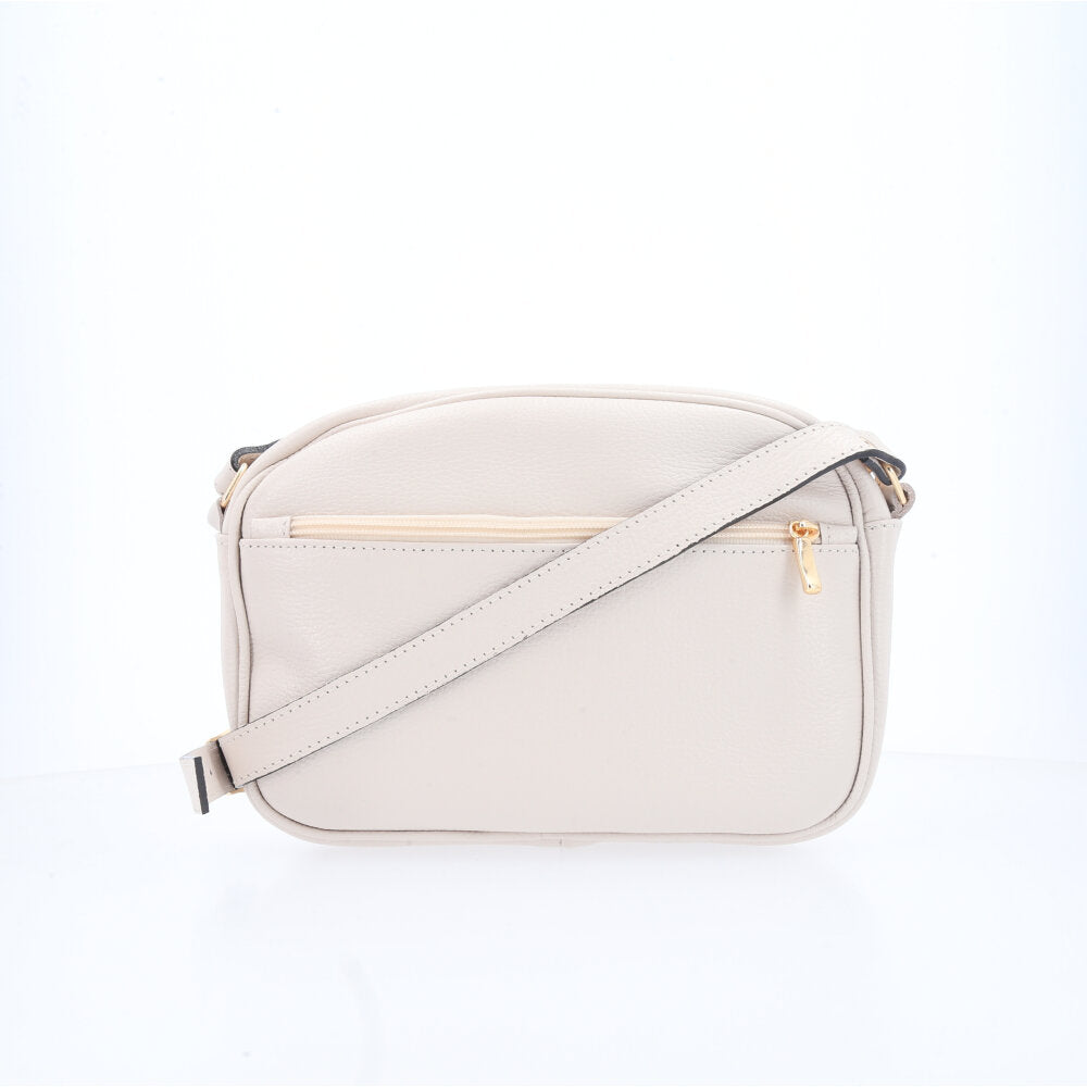 Bolsa Feminina de Couro Tiracolo – Pequena com Textura Matelassê Marfim