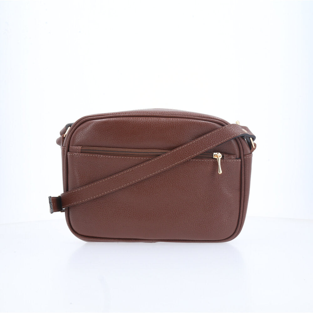 Bolsa Feminina de Couro Tiracolo – Pequena com Textura Matelassê Marrom