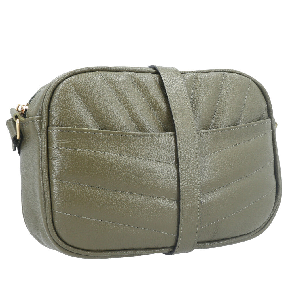 Bolsa Tiracolo Pequena em Couro Matelassê Verde escuro