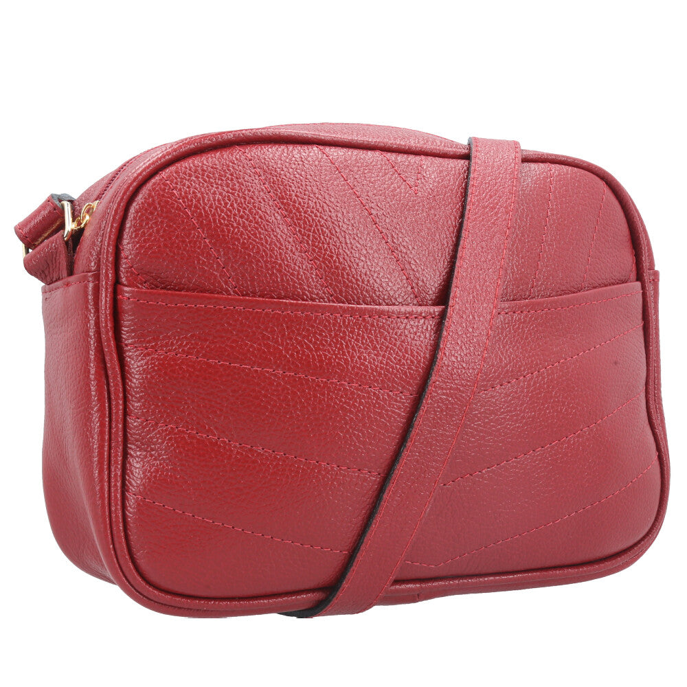 Bolsa Tiracolo Pequena em Couro Matelassê Vermelho
