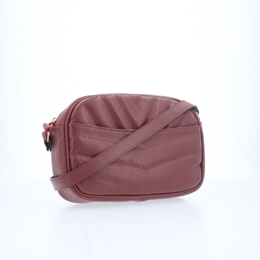 Bolsa Tiracolo Pequena em Couro Matelassê Vinho