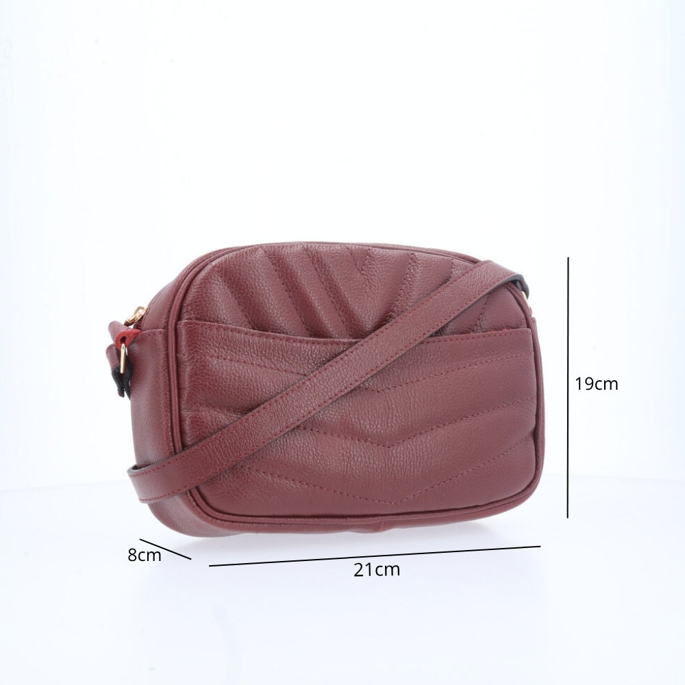 Bolsa Tiracolo Pequena em Couro Matelassê Vinho