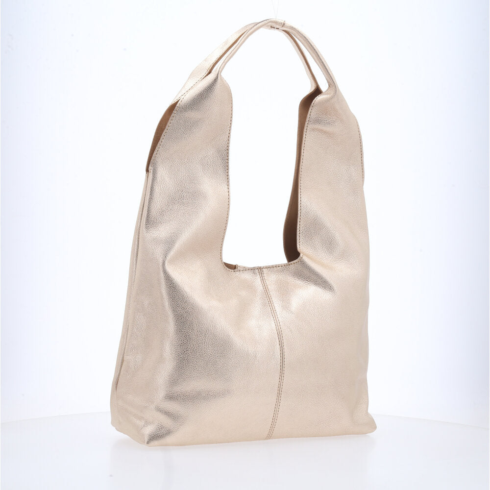 Bolsa Ombro Feminina em Couro Legítimo Ouro claro