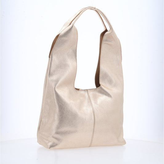 Bolsa Ombro Feminina em Couro Legítimo Ouro claro