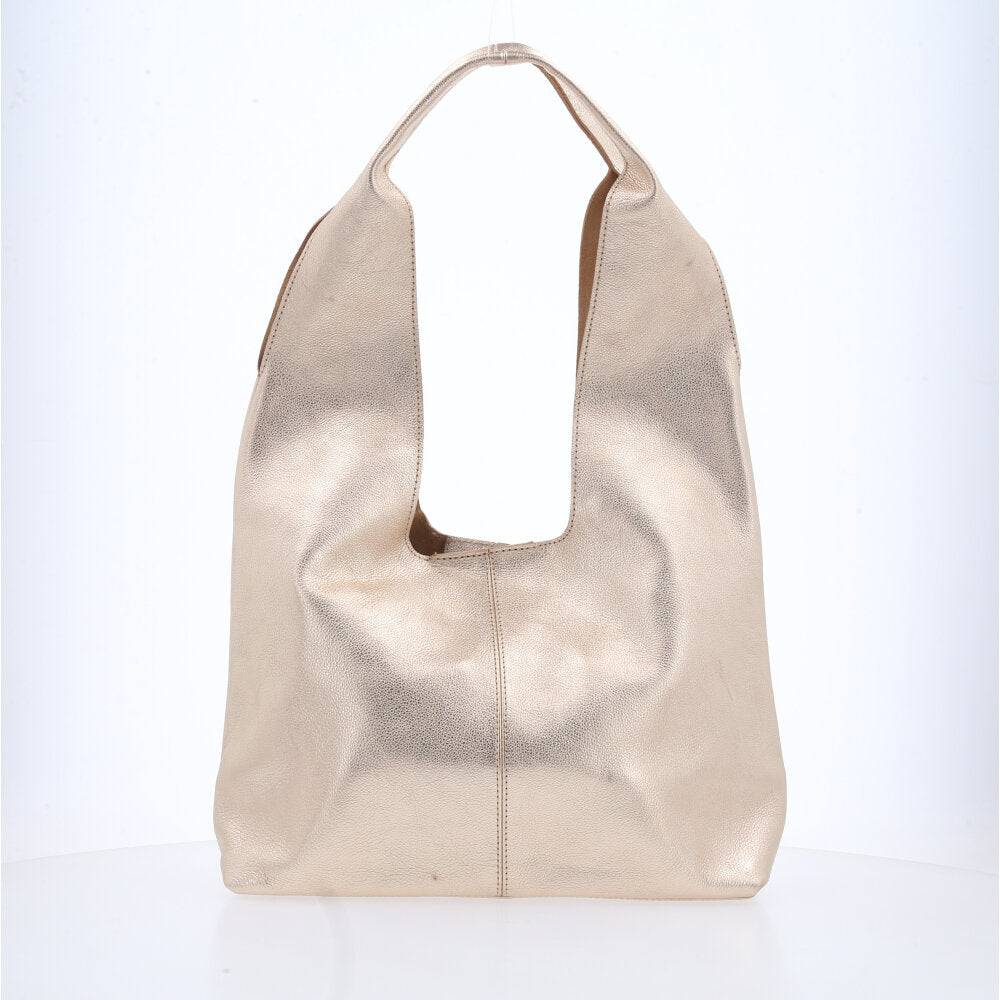 Bolsa Ombro Feminina em Couro Legítimo Ouro claro