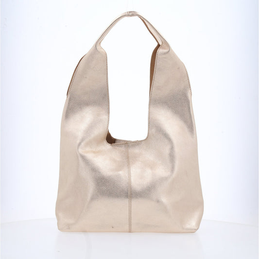 Bolsa Ombro Feminina em Couro Legítimo Ouro claro