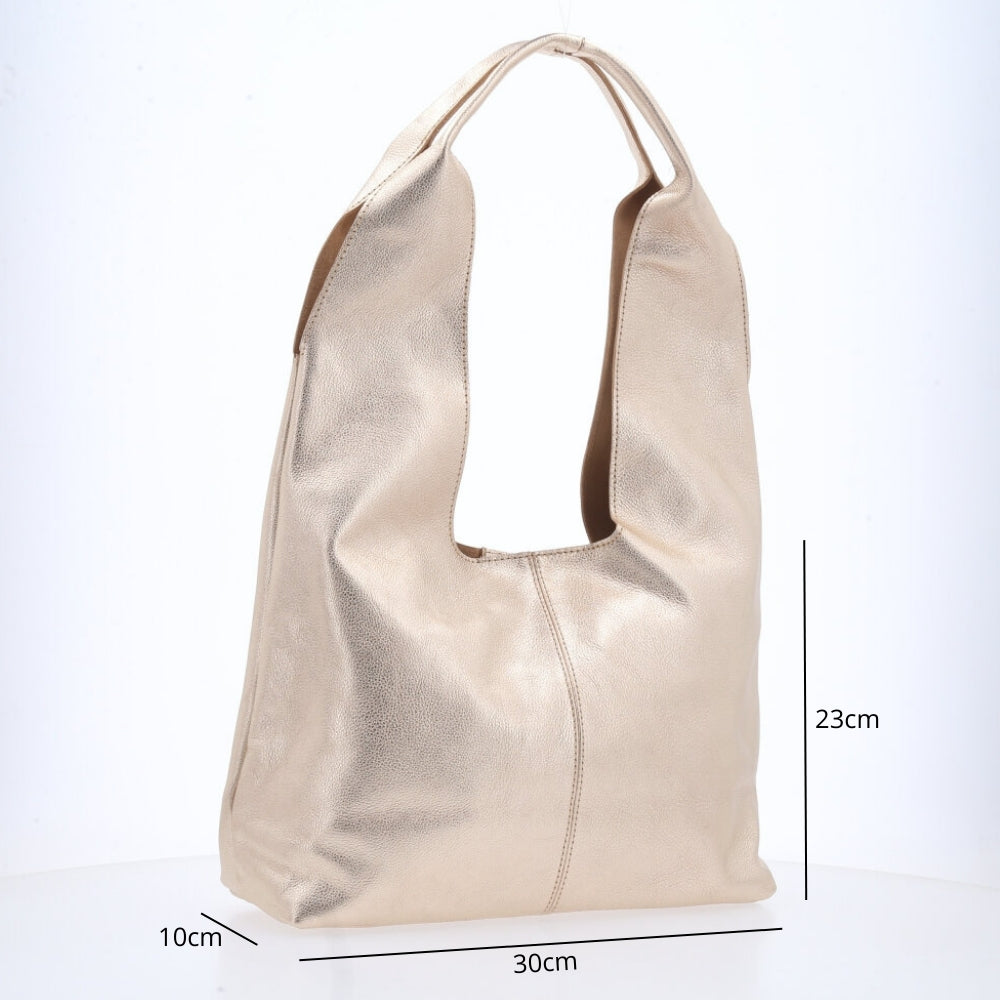 Bolsa Ombro Feminina em Couro Legítimo Ouro claro