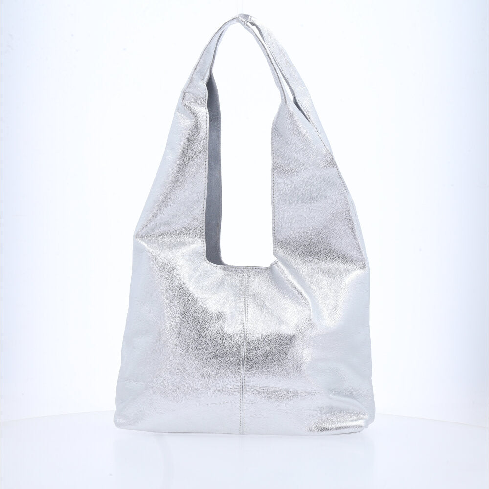 Bolsa Ombro Feminina em Couro Legítimo Prata