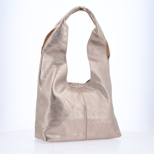 Bolsa Ombro Feminina em Couro Legítimo Prata velha