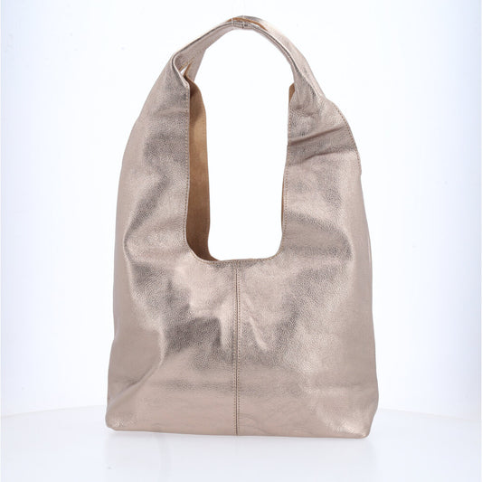 Bolsa Ombro Feminina em Couro Legítimo Prata velha