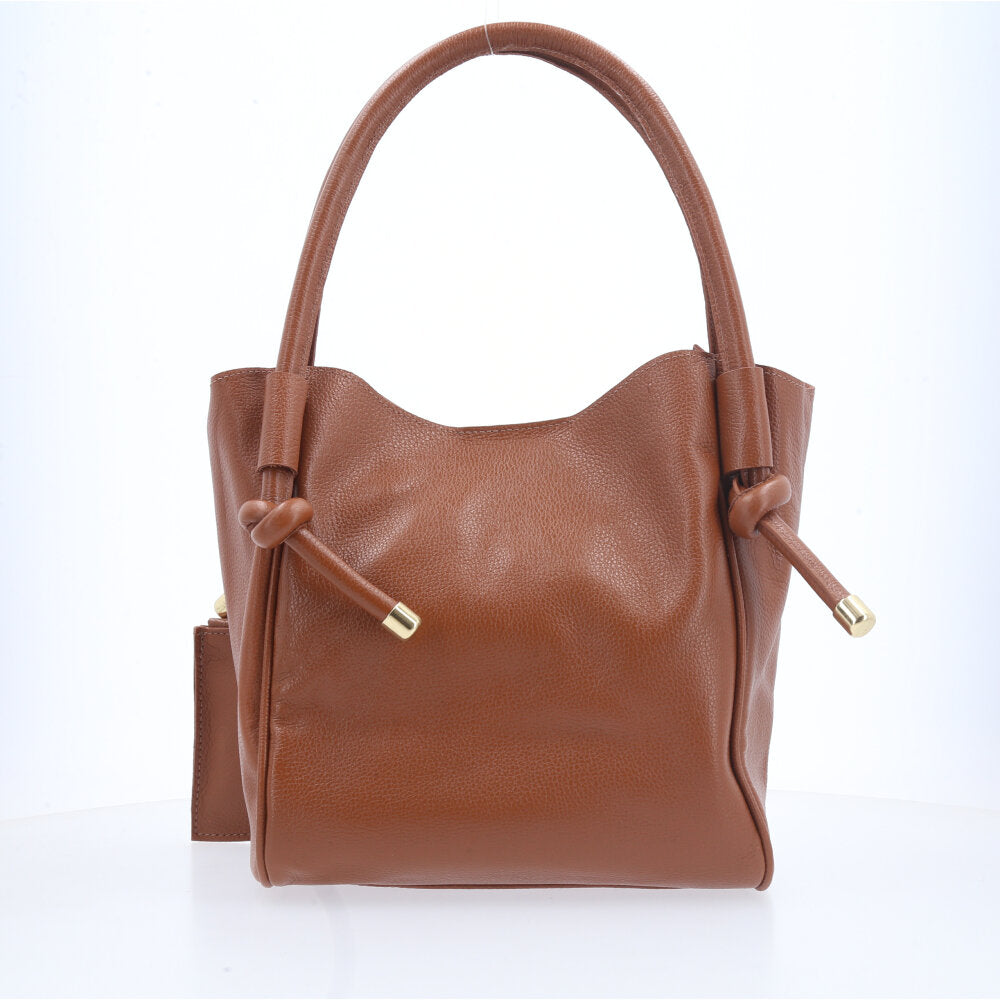 Bolsa de Couro com Alça de Nó Caramelo