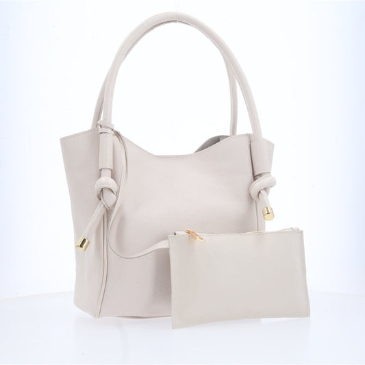 Bolsa de Couro com Alça de Nó Marfim