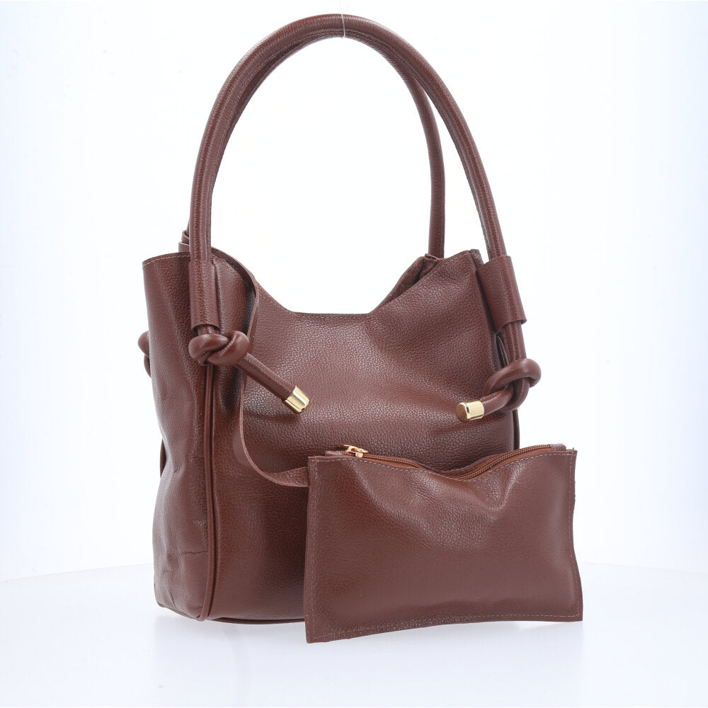 Bolsa de Couro com Alça de Nó Marrom