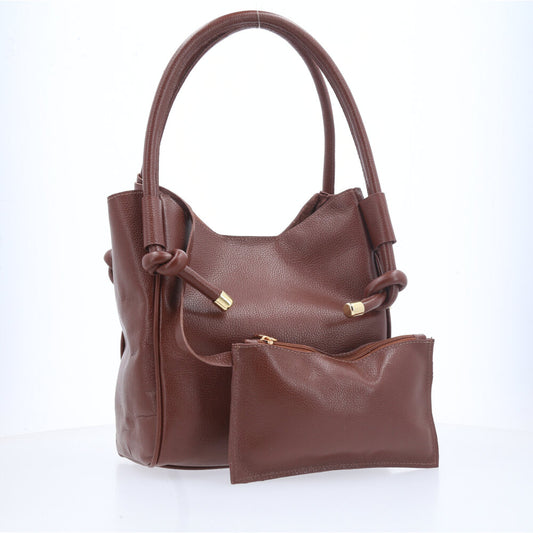 Bolsa de Couro com Alça de Nó Marrom