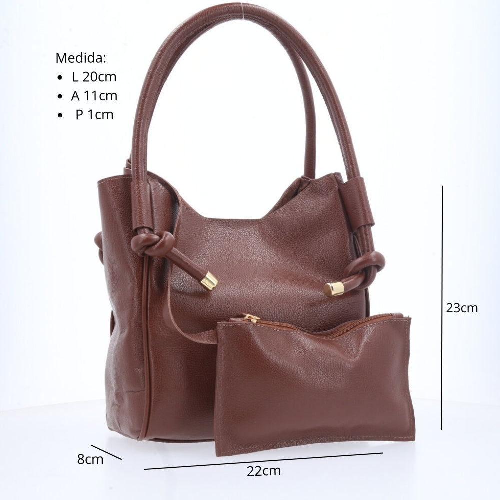 Bolsa de Couro com Alça de Nó Marrom