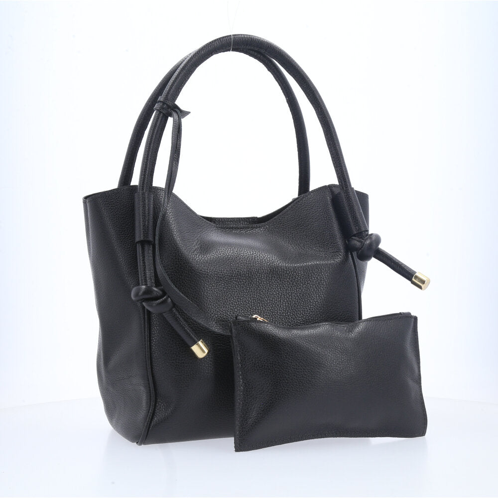 Bolsa de Couro com Alça de Nó Preto