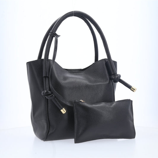 Bolsa de Couro com Alça de Nó Preto