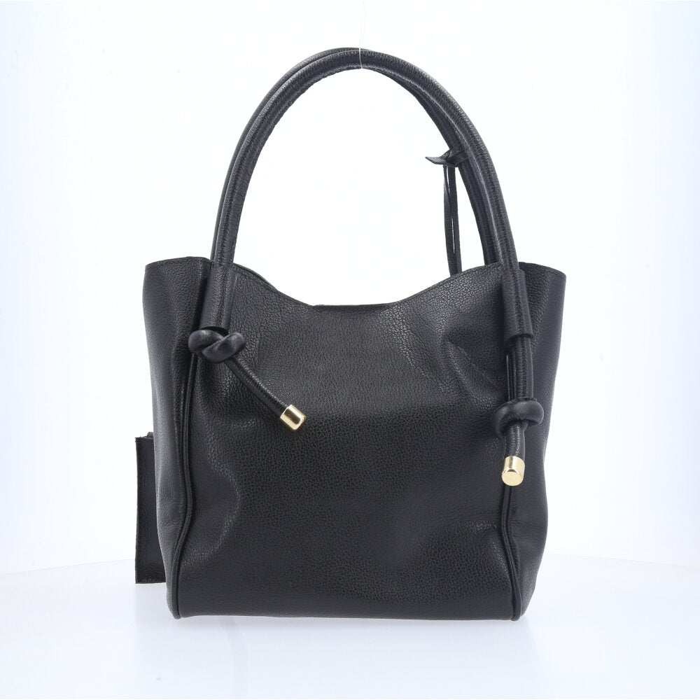 Bolsa de Couro com Alça de Nó Preto