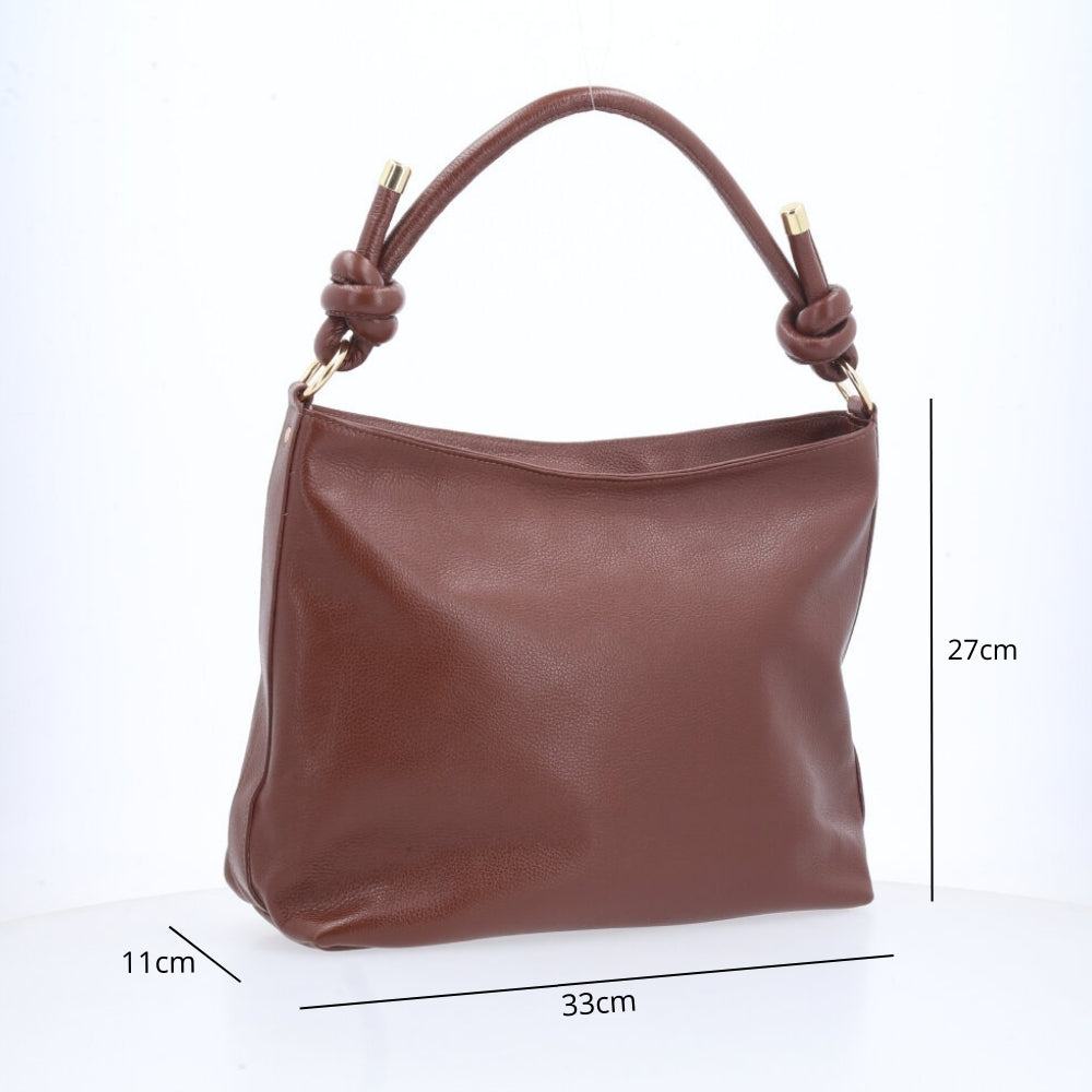 Bolsa de Couro Alça com Nó Marrom