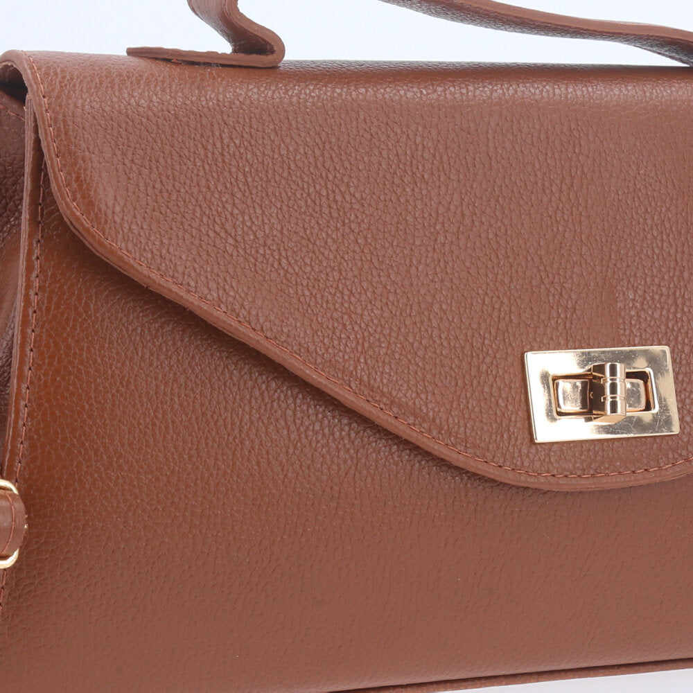 Bolsa Feminina em Couro Elegante Estruturada Caramelo