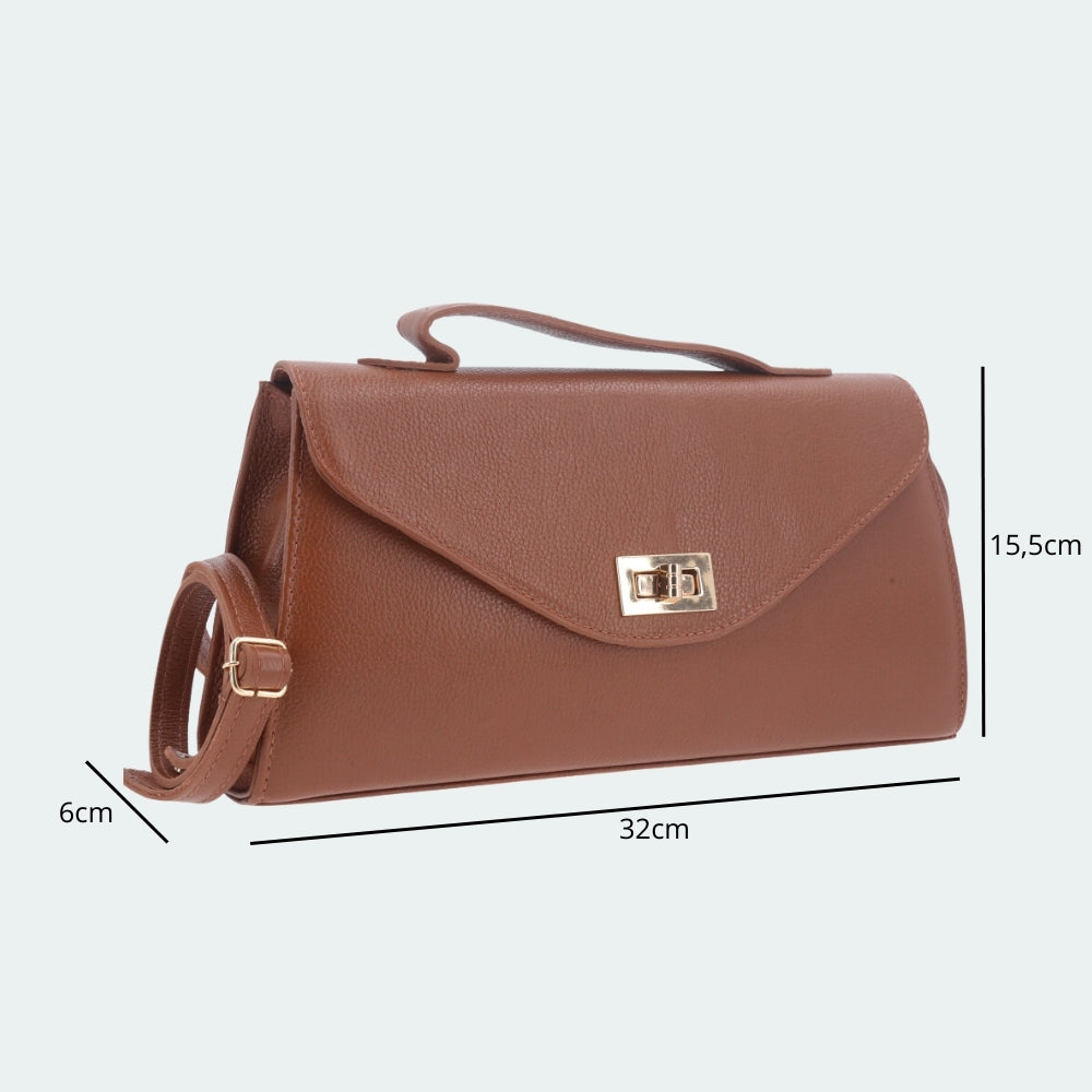 Bolsa Feminina em Couro Elegante Estruturada Caramelo
