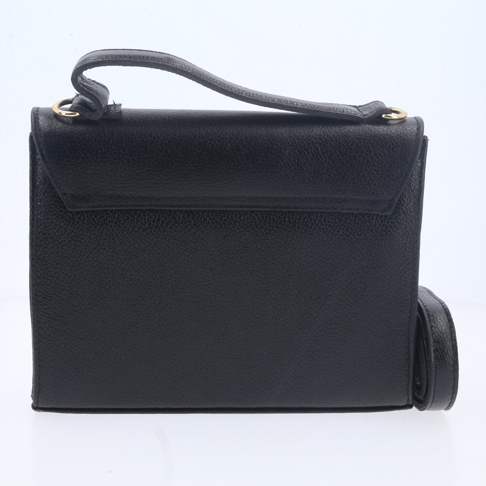 Bolsa de Mão em Couro com Alça Dupla Removível Preto