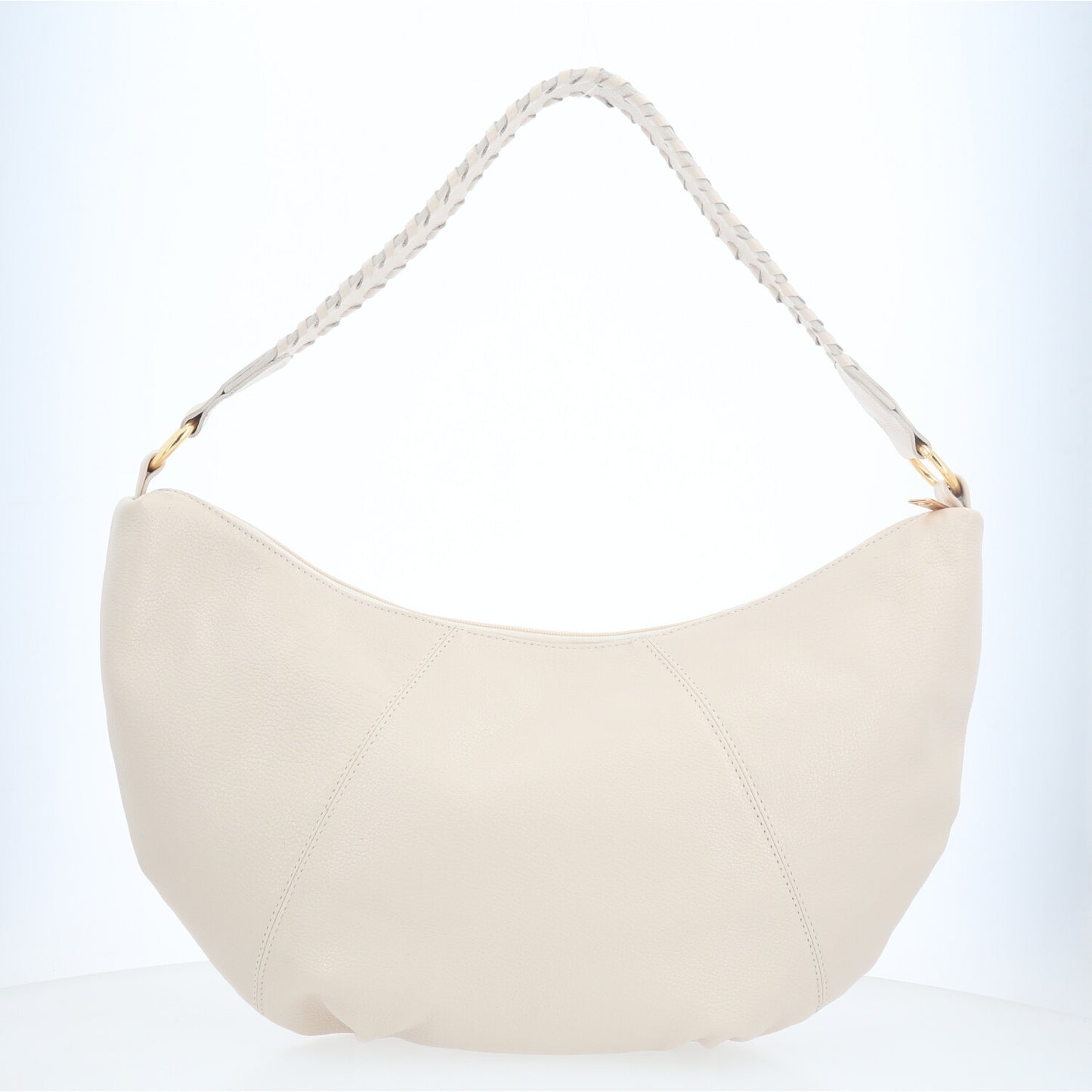 Bolsa de Ombro em Couro com Detalhe Artesanal Marfim