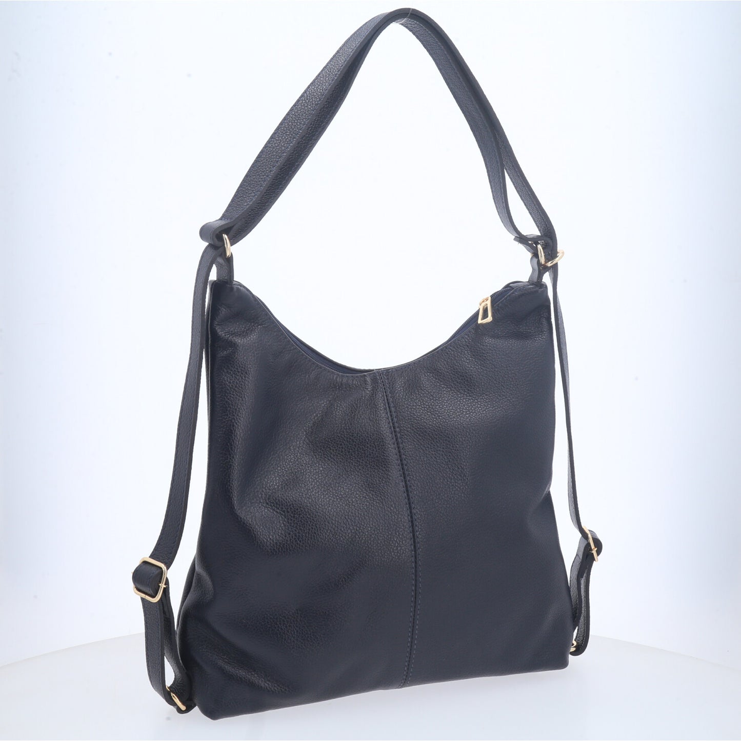 Bolsa de Couro Multifuncional que Converte em Mochila Azul escuro