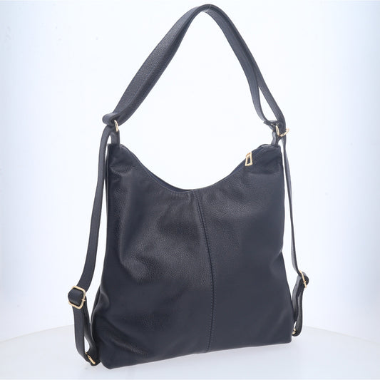 Bolsa de Couro Multifuncional que Converte em Mochila Azul escuro