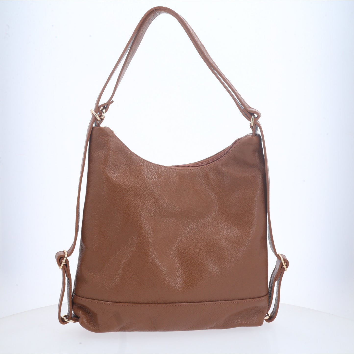 Bolsa de Couro Multifuncional que Converte em Mochila Caramelo
