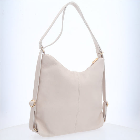 Bolsa de Couro Multifuncional que Converte em Mochila Marfim