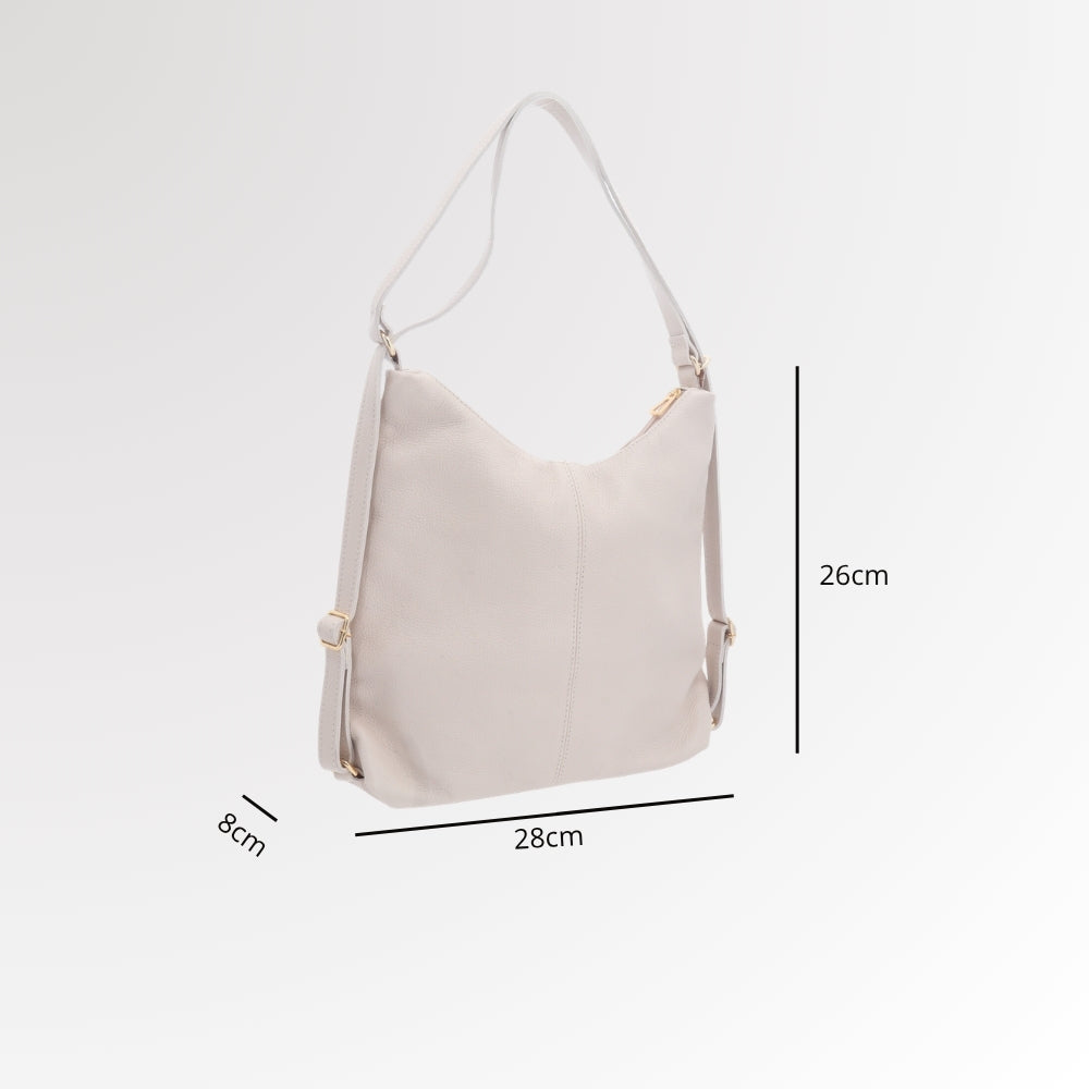 Bolsa de Couro Multifuncional que Converte em Mochila Marfim