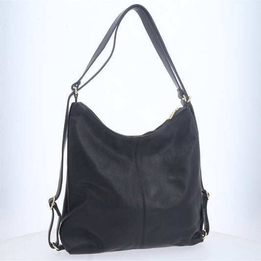 Bolsa de Couro Multifuncional que Converte em Mochila Preto