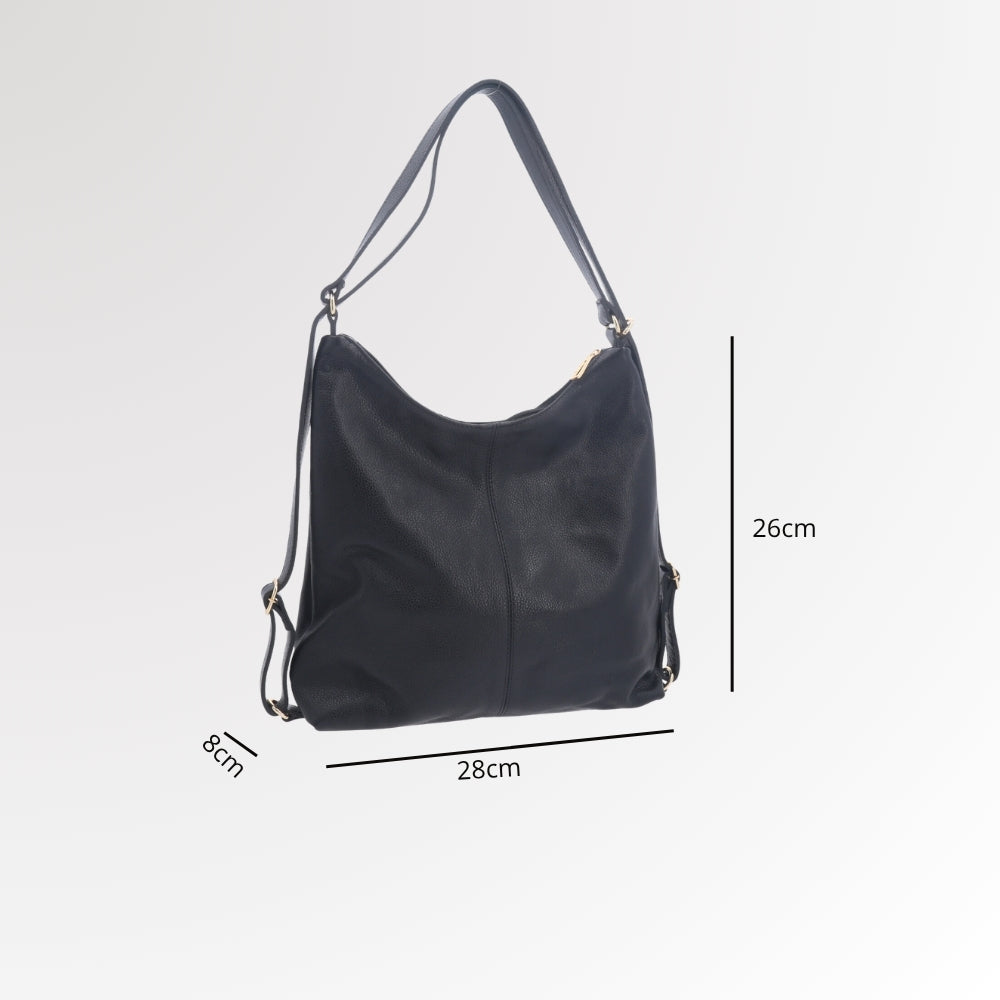 Bolsa de Couro Multifuncional que Converte em Mochila Preto