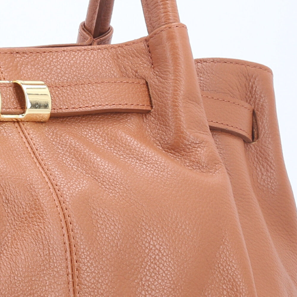 Bolsa Tote Feminina em Couro Caramelo