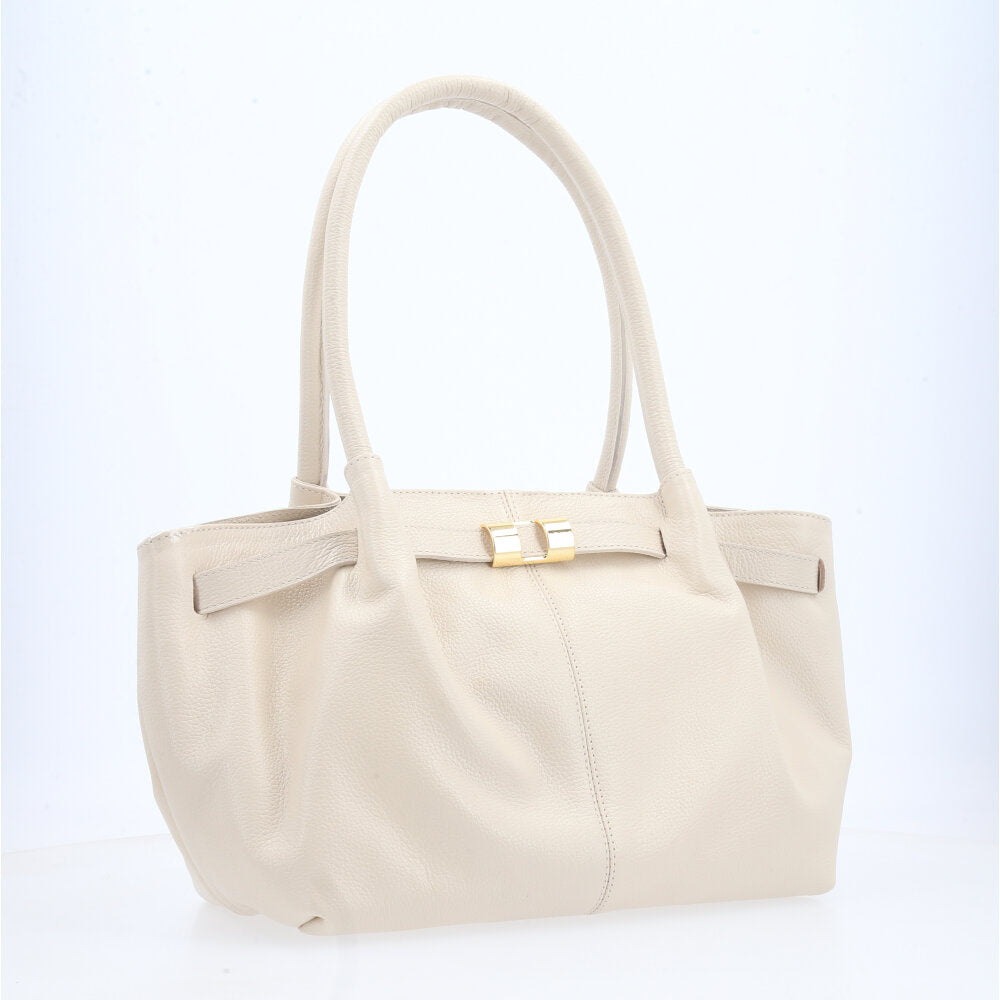 Bolsa Tote Feminina em Couro Marfim