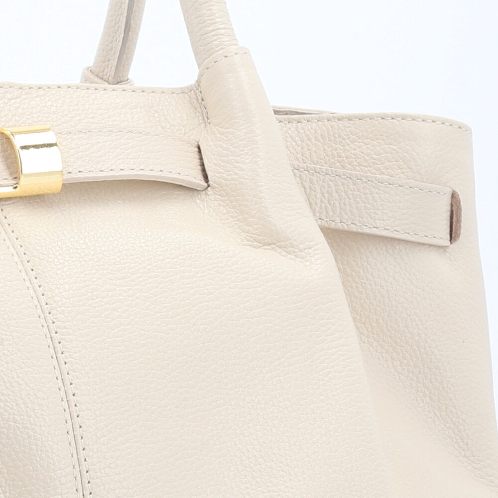 Bolsa Tote Feminina em Couro Marfim