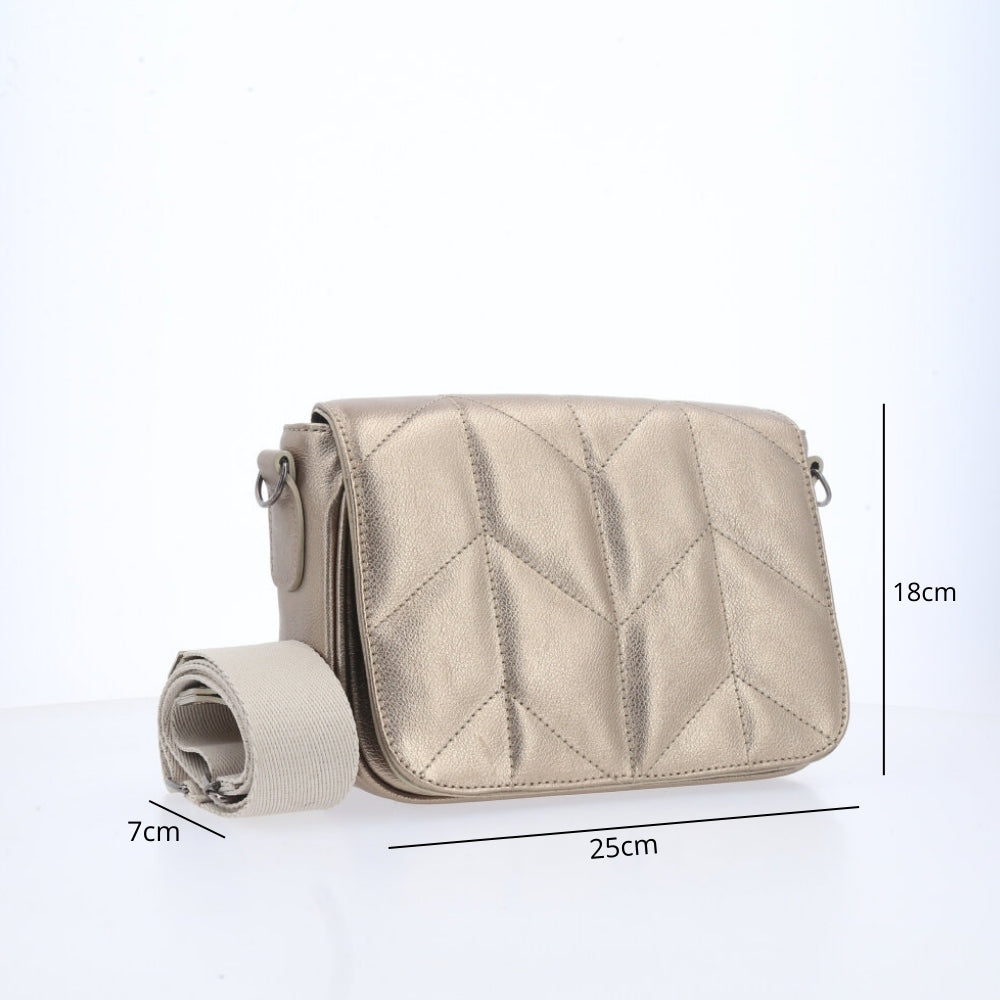 Bolsa Crossbody Feminina Metalizada Prata velha