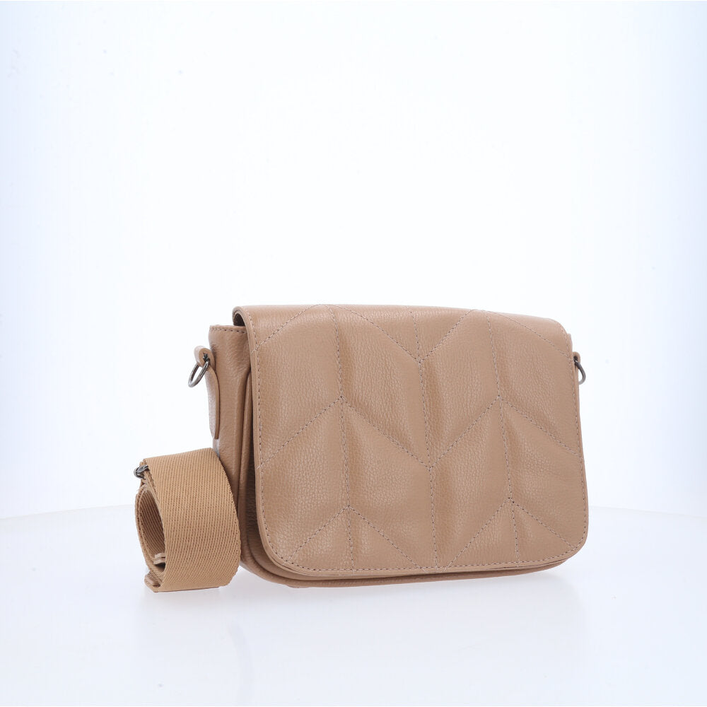 Bolsa Crossbody Feminina em Couro Matelassê Bege