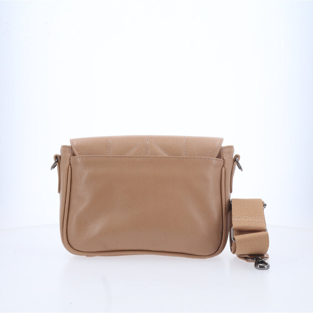 Bolsa Crossbody Feminina em Couro Matelassê Bege
