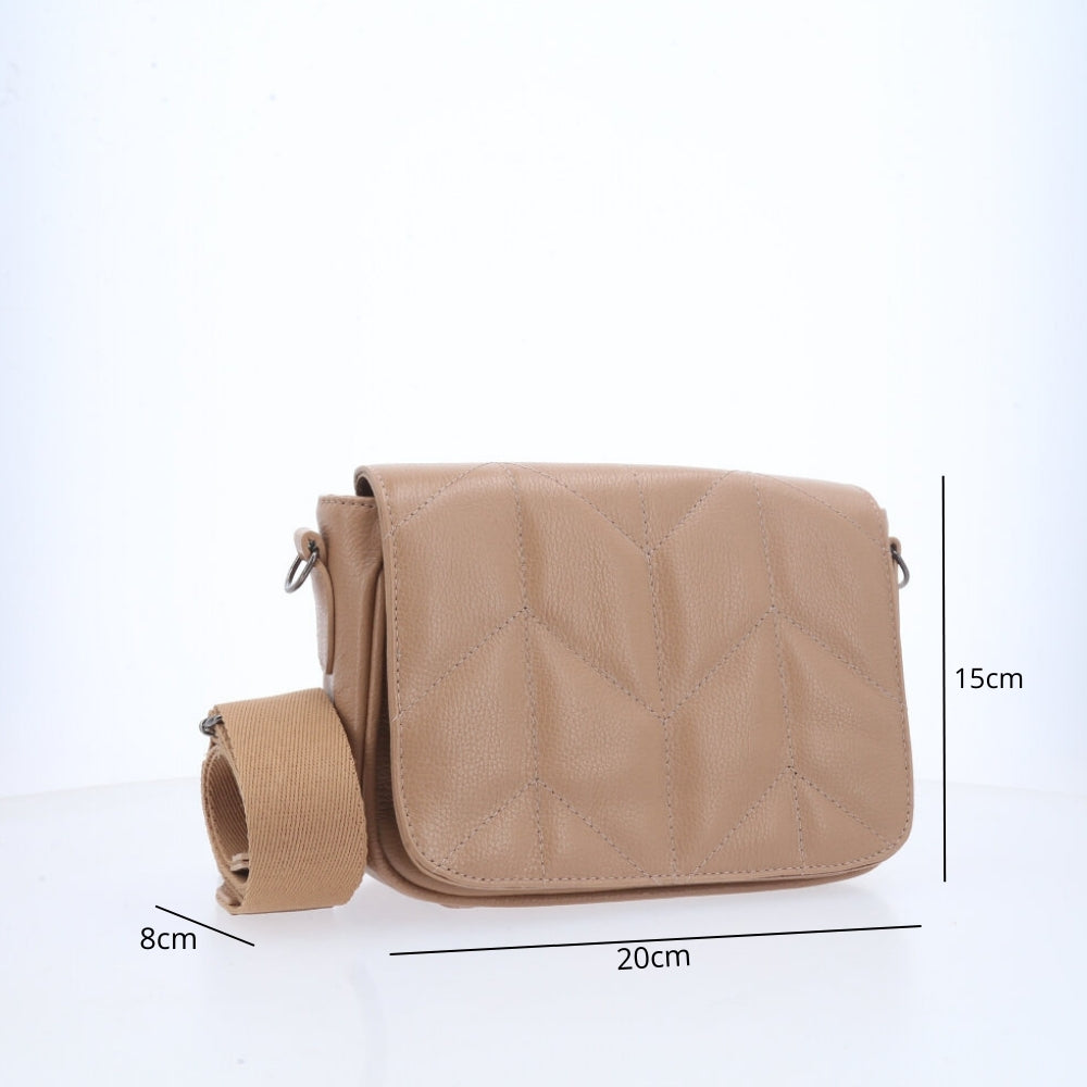 Bolsa Crossbody Feminina em Couro Matelassê Bege
