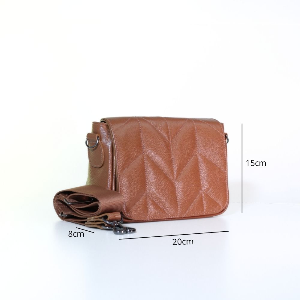 Bolsa Crossbody Feminina em Couro Matelassê Caramelo