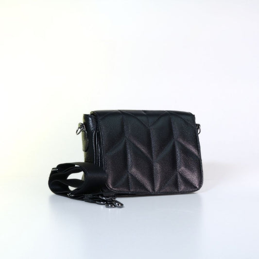 Bolsa Crossbody Feminina em Couro Matelassê Preto