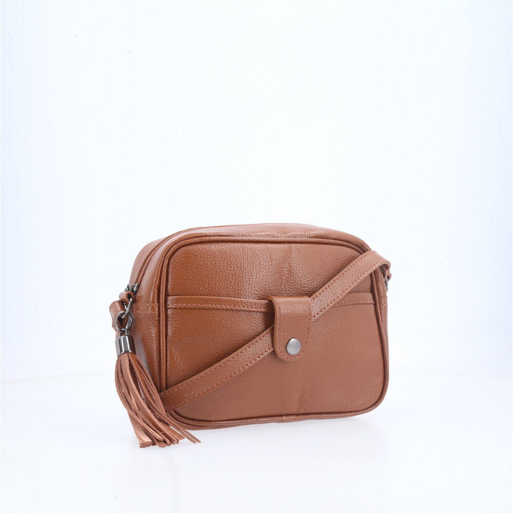 Bolsa Feminina Transversal em Couro Caramelo