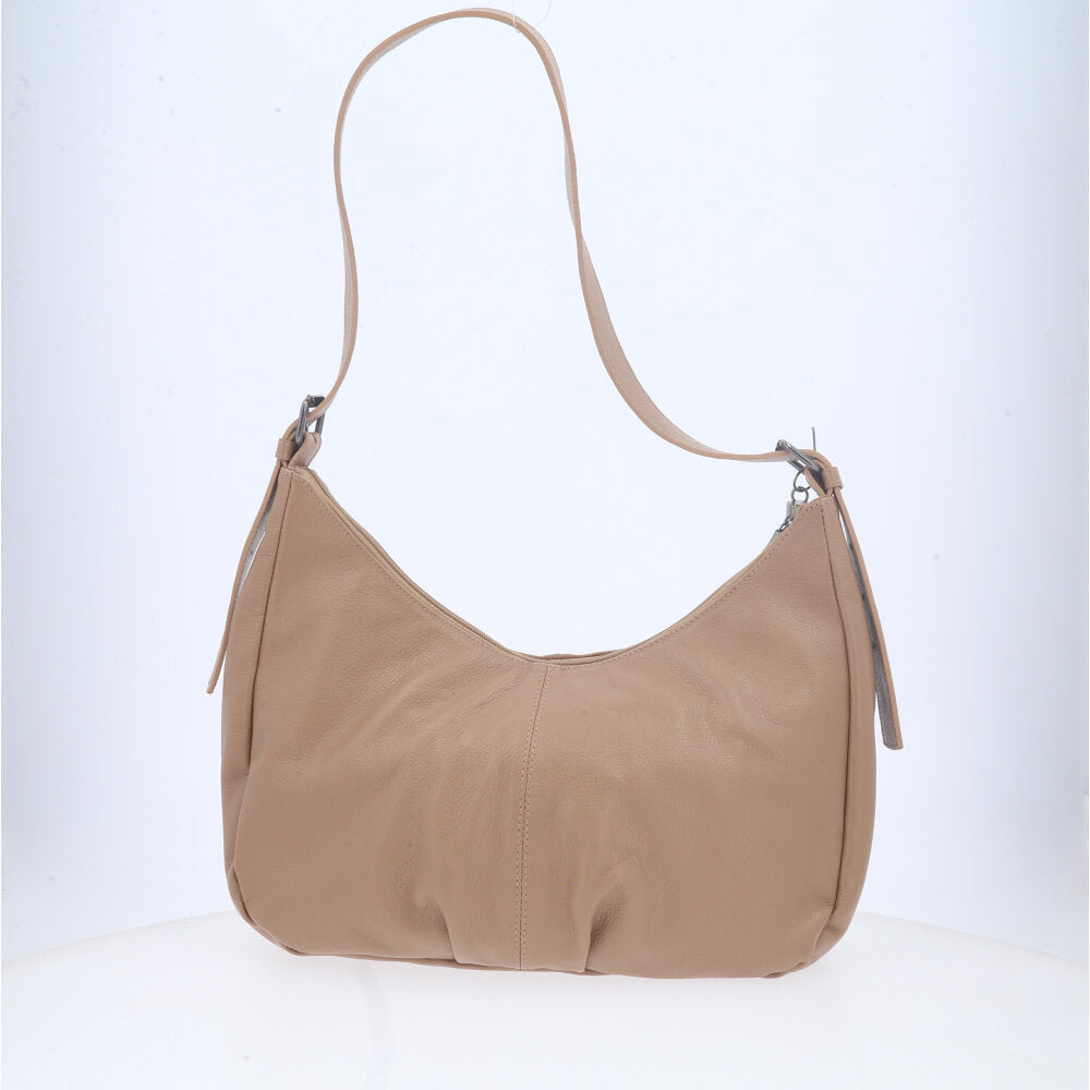 Bolsa Feminina de Couro Legítimo Transversal com Alça Média Bege