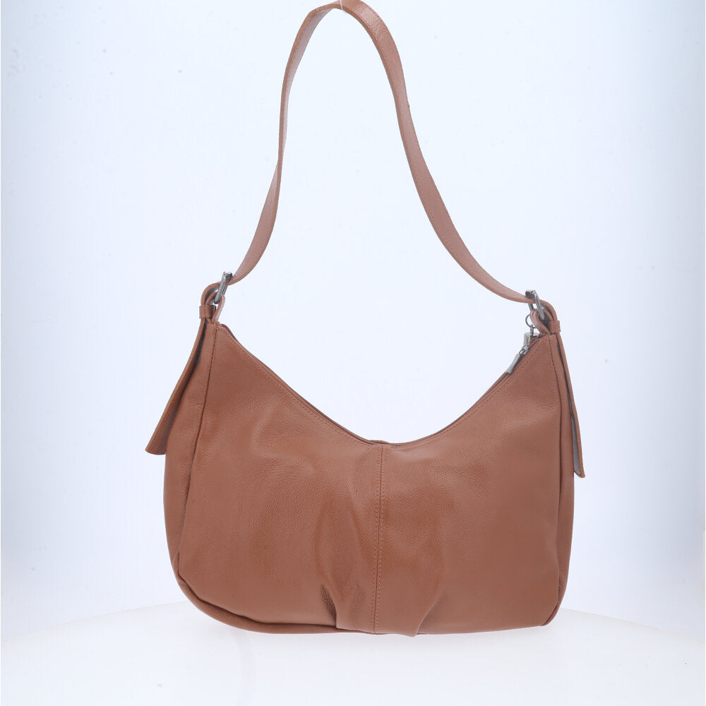 Bolsa Feminina de Couro Legítimo Transversal com Alça Média Caramelo