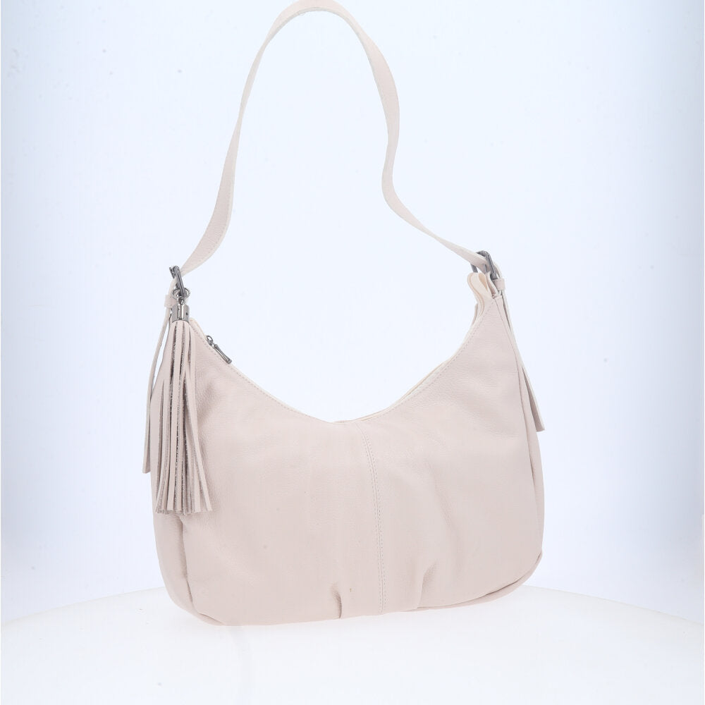 Bolsa Feminina de Couro Legítimo Transversal com Alça Média Marfim