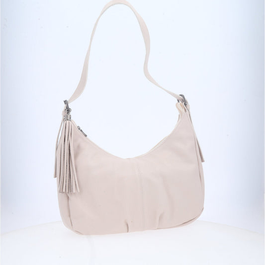 Bolsa Feminina de Couro Legítimo Transversal com Alça Média Marfim